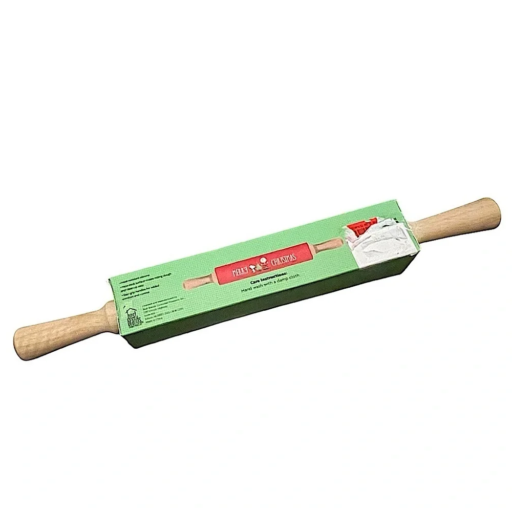 Peanuts Snoopy Charlie Brown Merry Christmas Printed Silicone Rolling Pin IOB